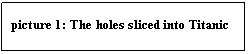 Text Box: picture 21: The holes sliced into Titanic